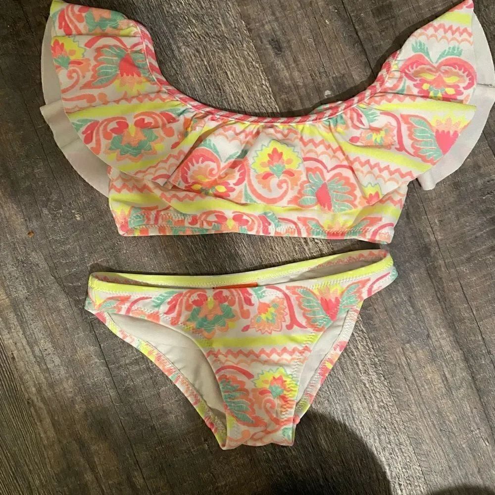 [sunuva] baby girls neon tribal ruffle bikini #10